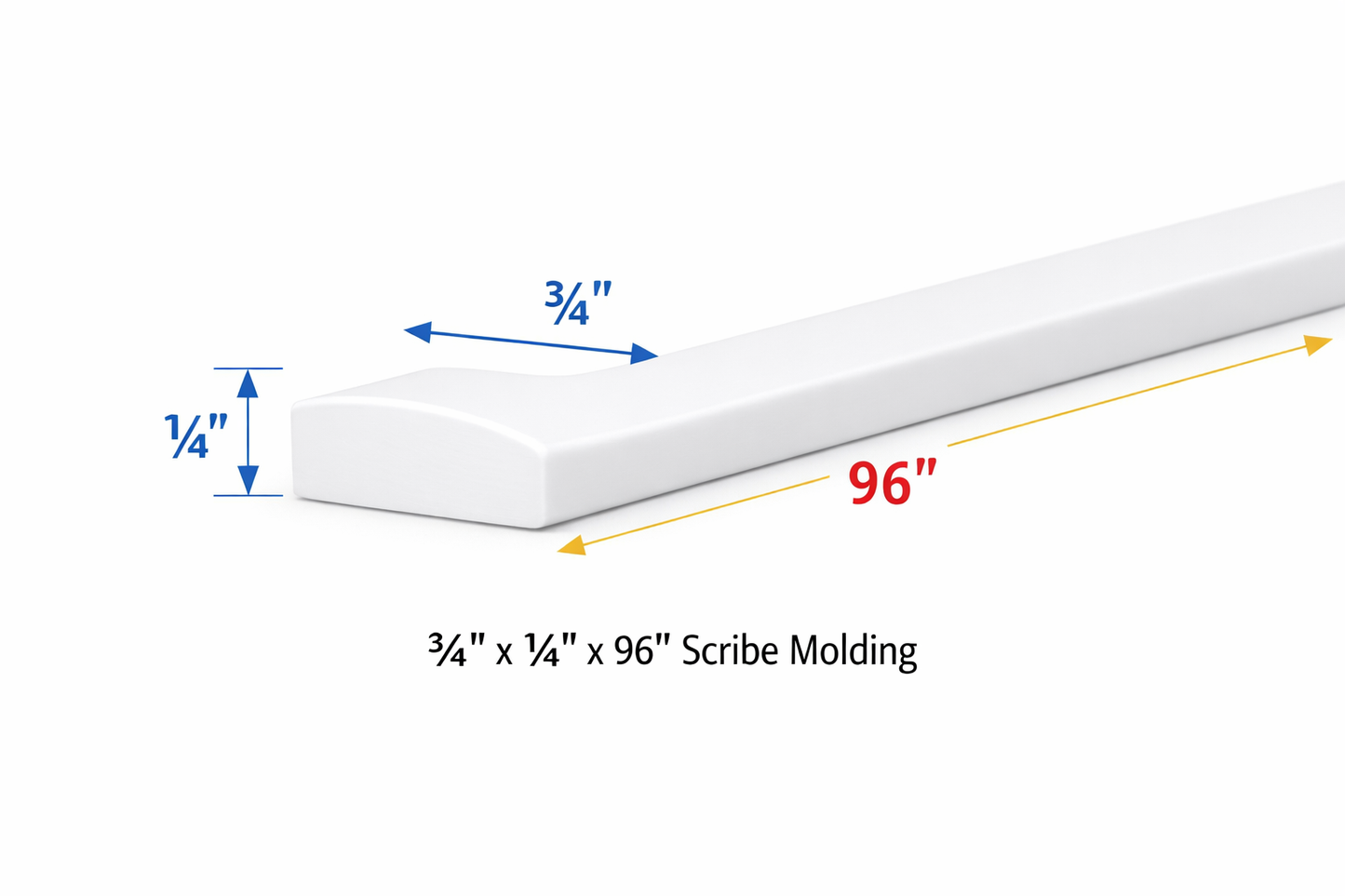 PWS-SM8 Premium White Shaker Scribe Molding 3/4"x96"