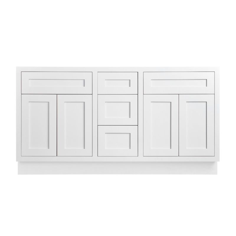 D1-VCD6021 Snow White Vanity Double Sink Base 60"