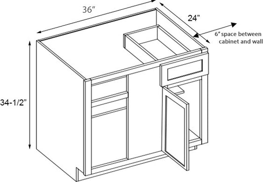 PWO-BBC36 Premium White Oak Blind Base 36"