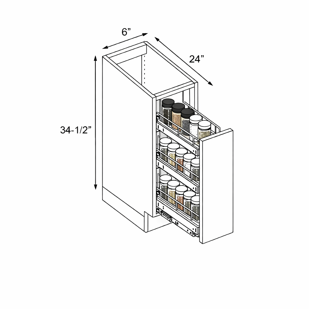 PWO-BSR06 Premium White Oak Base Spice Rack 06"