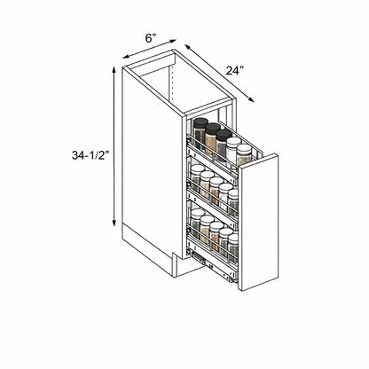 PWO-BSR06 Premium White Oak Base Spice Rack 06"