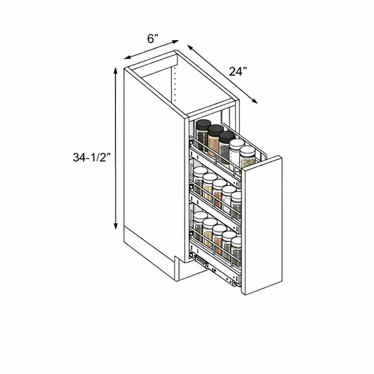 PWO-BSR06 Premium White Oak Base Spice Rack 06"