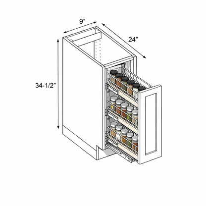 PWO-BSR09 Premium White Oak Base Spice Rack 09"