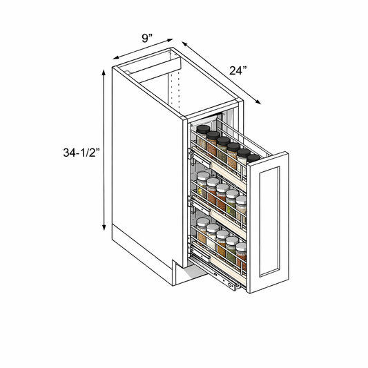 PWO-BSR09 Premium White Oak Base Spice Rack 09"