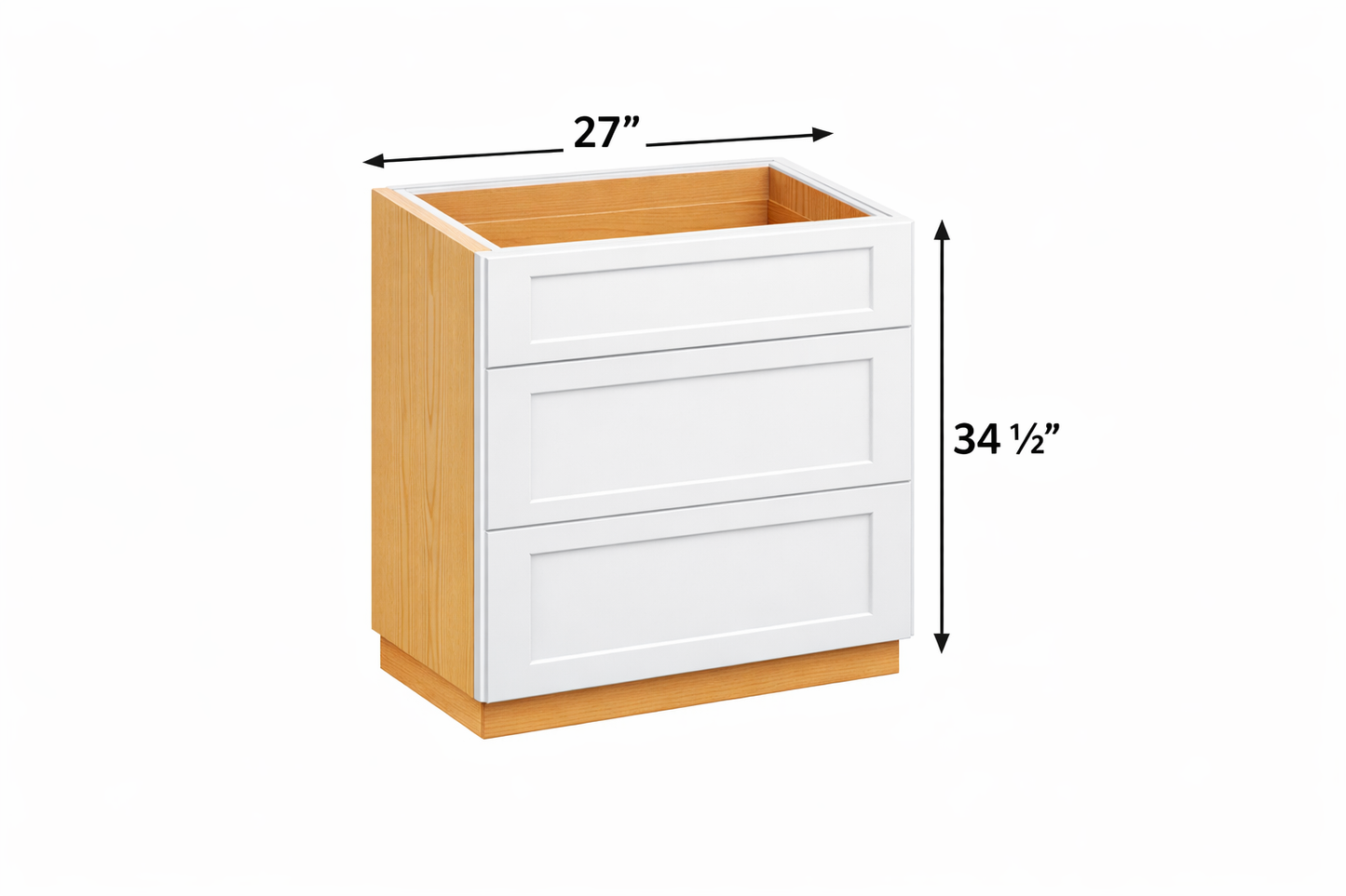 PWS-DB27 Premium White Shaker Drawer Base 27"