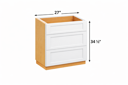PWS-DB27 Premium White Shaker Drawer Base 27"