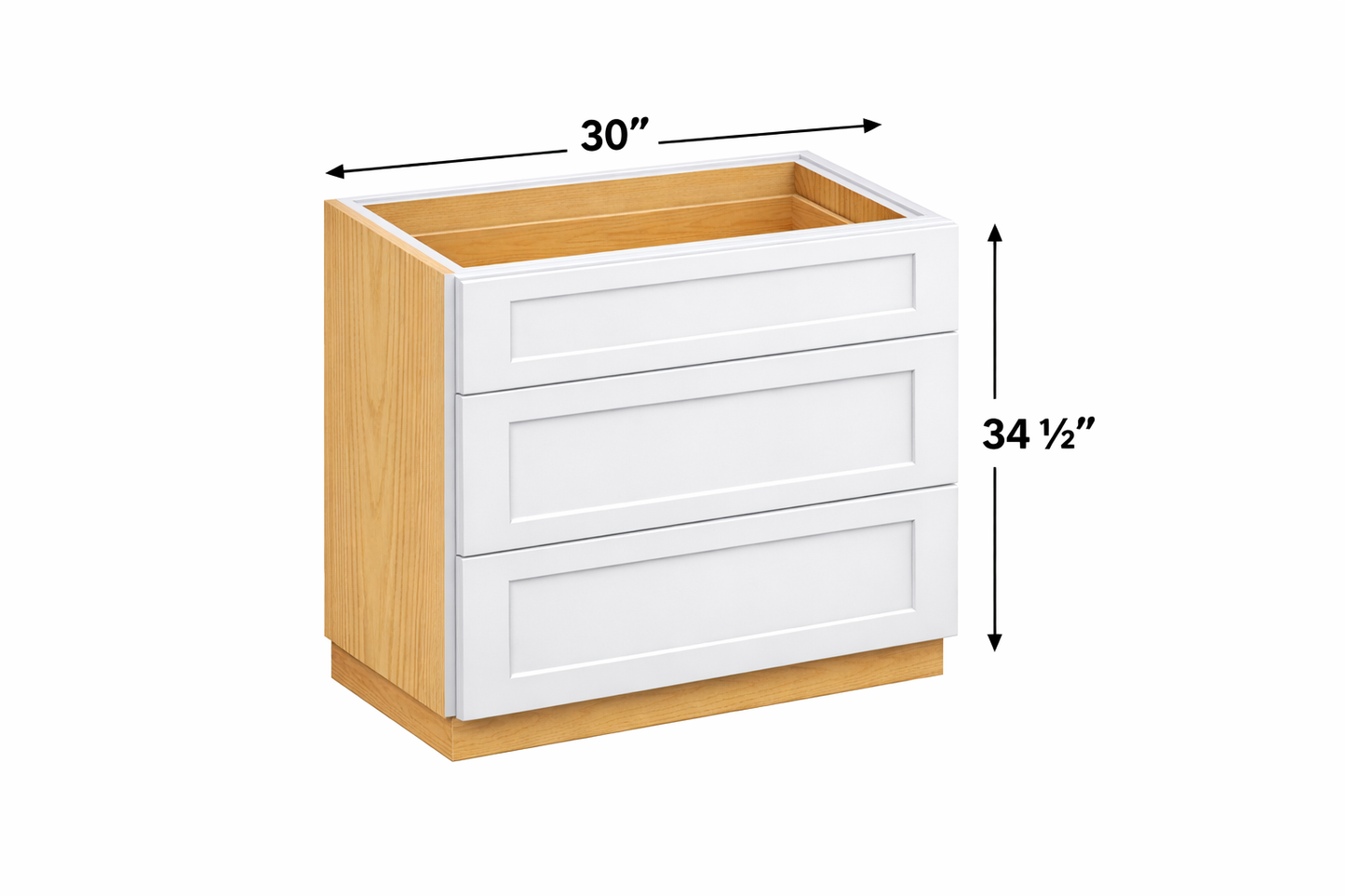 PWS-DB30 Premium White Shaker Drawer Base 30"
