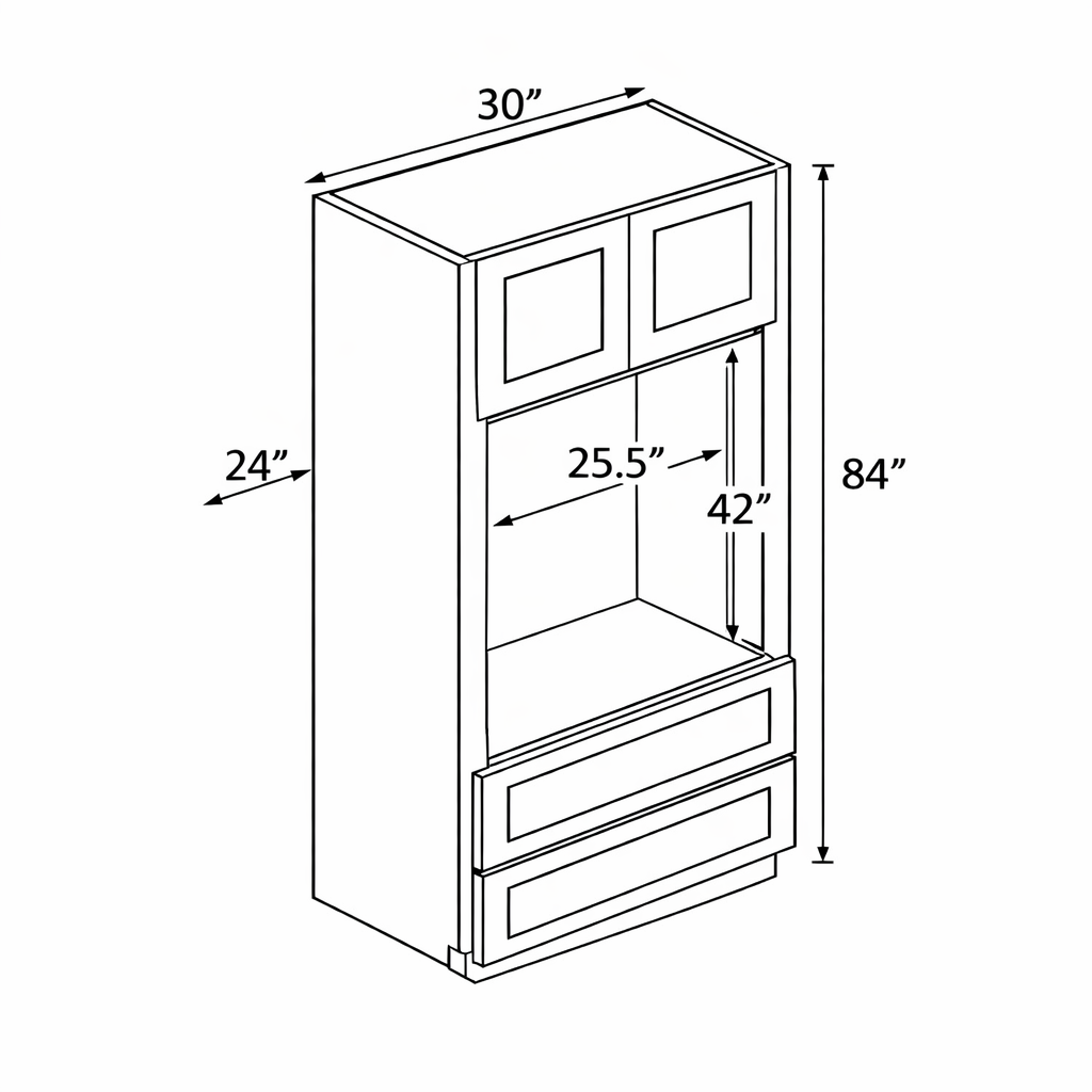 PWO-MOC3084 Premium White Oak Oven Cabinet 30"x84"