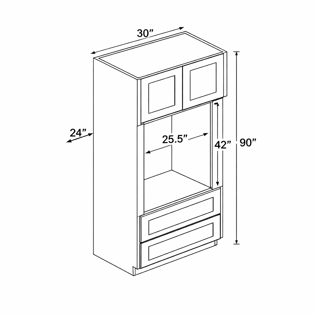 PWO-MOC3090 Premium White Oak Oven Cabinet 30"x90"