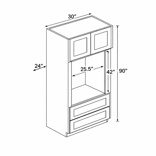 PWO-MOC3090 Premium White Oak Oven Cabinet 30"x90"