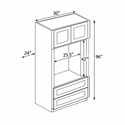 PWO-MOC3096 Premium White Oak Oven Cabinet 30"x96"