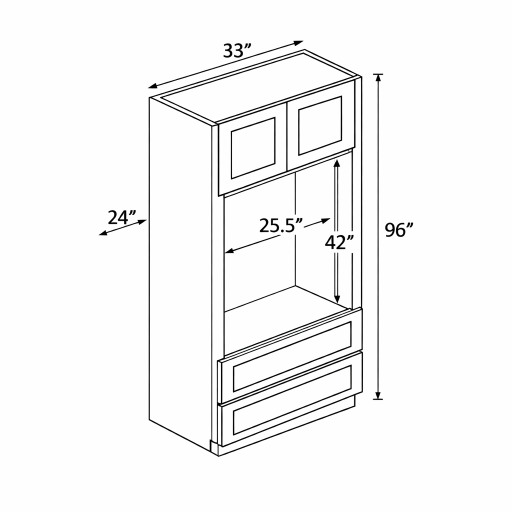 PWS-MOC3396 Premium White Oven Cabinet 33" x 96"