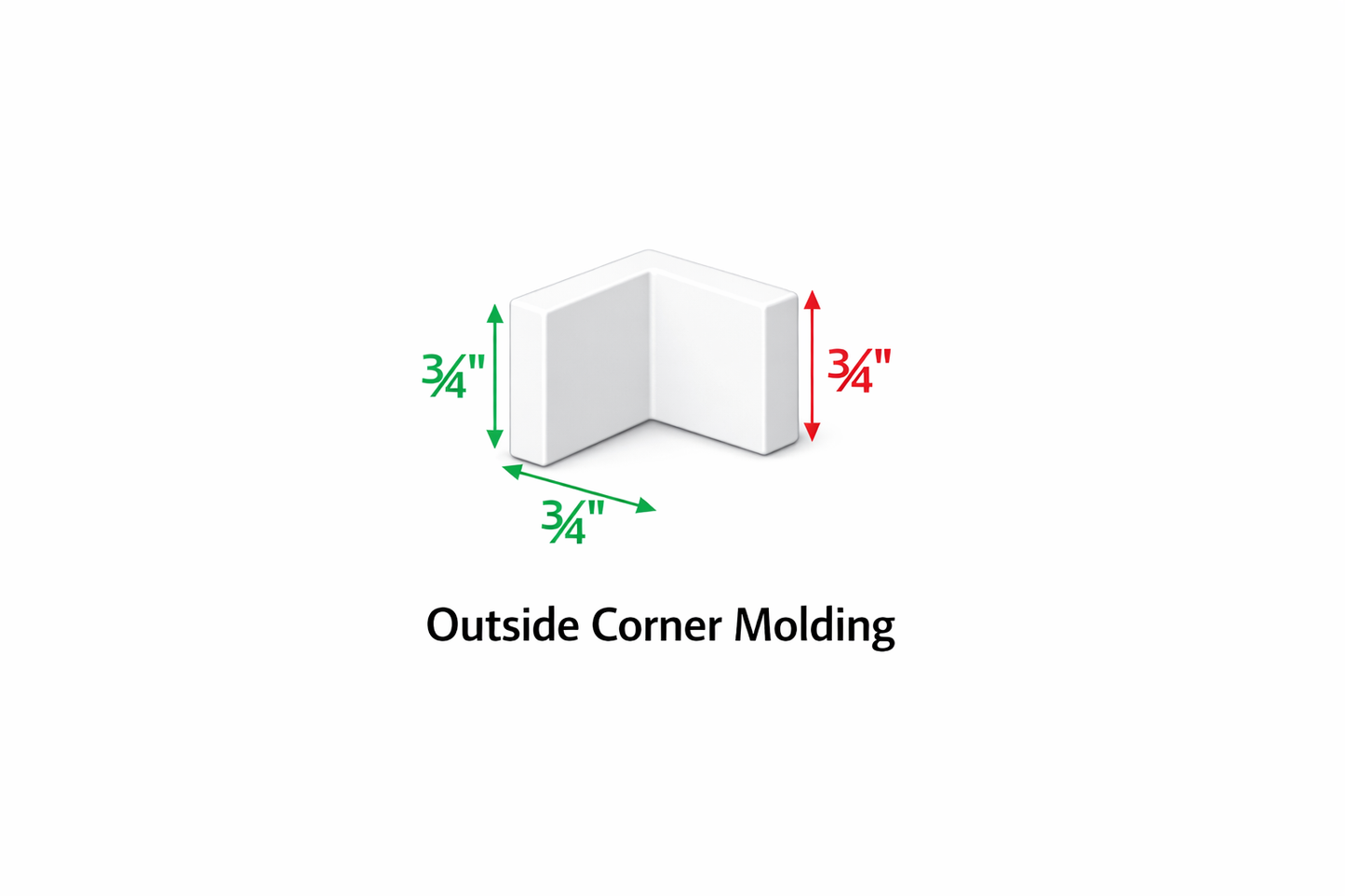 PWS-OC8 Premium White Shaker Outside Corner Molding 3/4"x96"