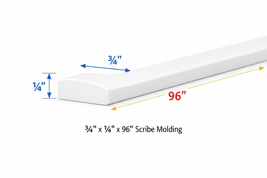 PWS-SM8 Premium White Shaker Scribe Molding 3/4"x96"