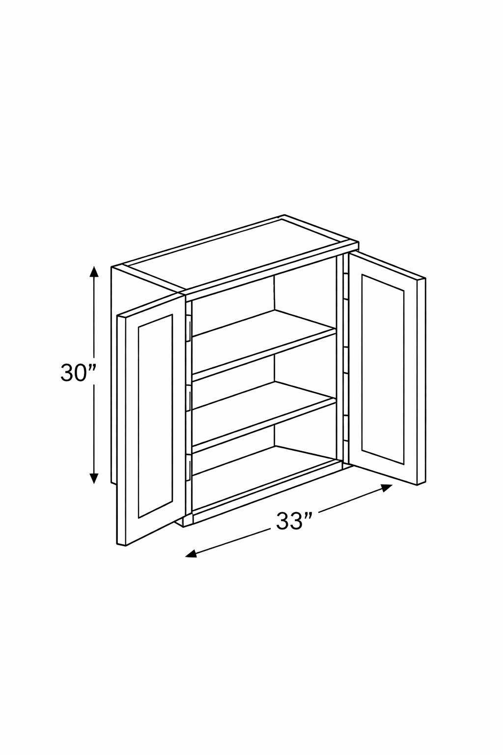 PWO-W3330 Premium White Oak Wall 33"x30"