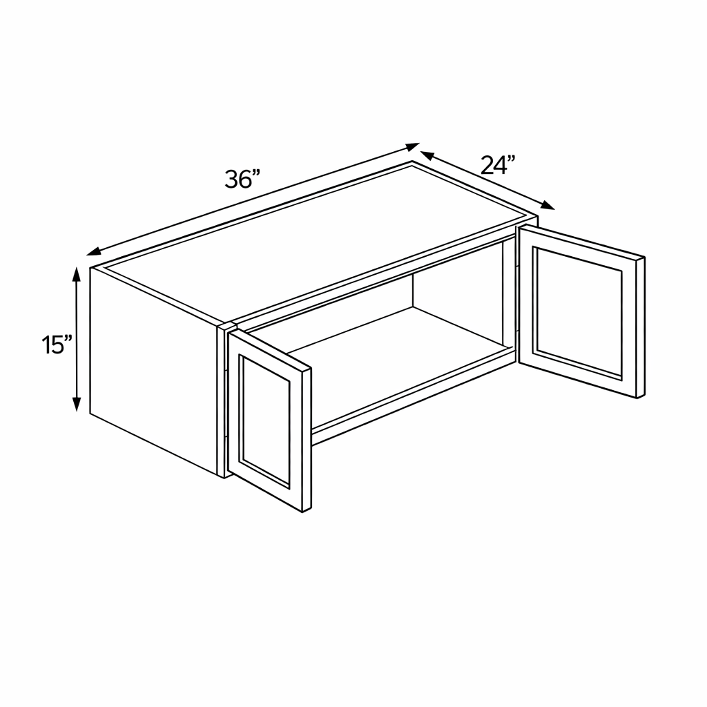 PWO-W361524 Wall Bridge Cabinet 36"x15"x24"