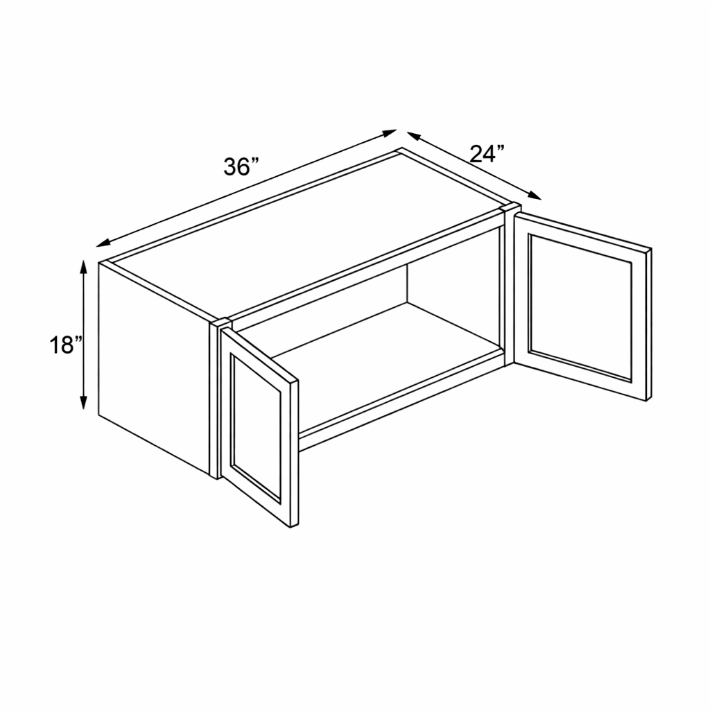 PWO-W361824 Wall Bridge Cabinet 36"x18"x24"