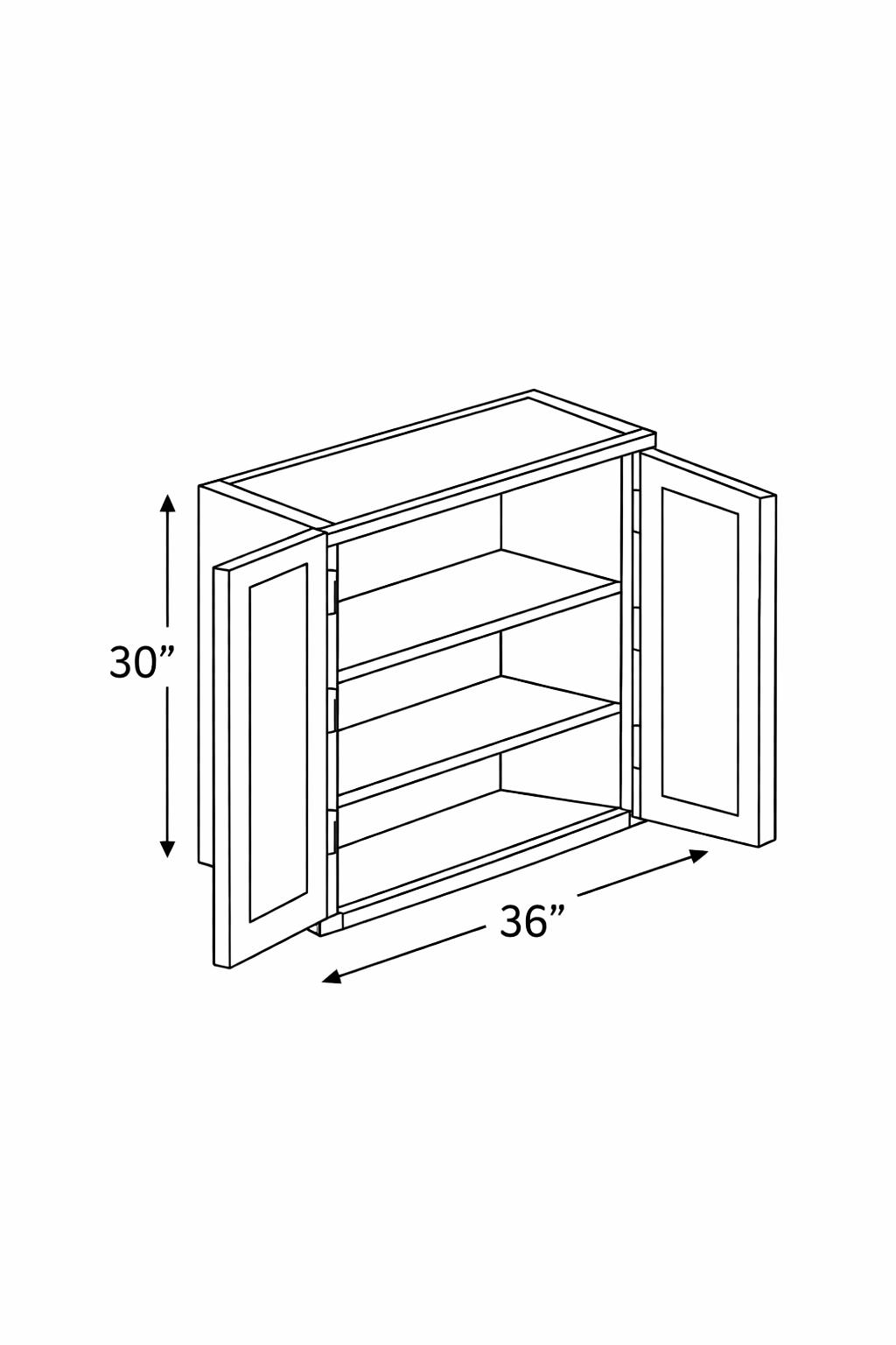 PWO-W3630 Premium White Oak Wall 36"x30"