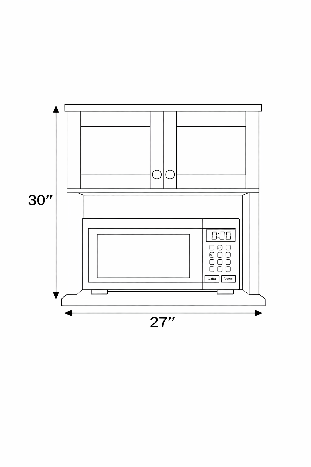 PWO-WM2730 White Oak Wall Microwave Cabinet 27"x30"