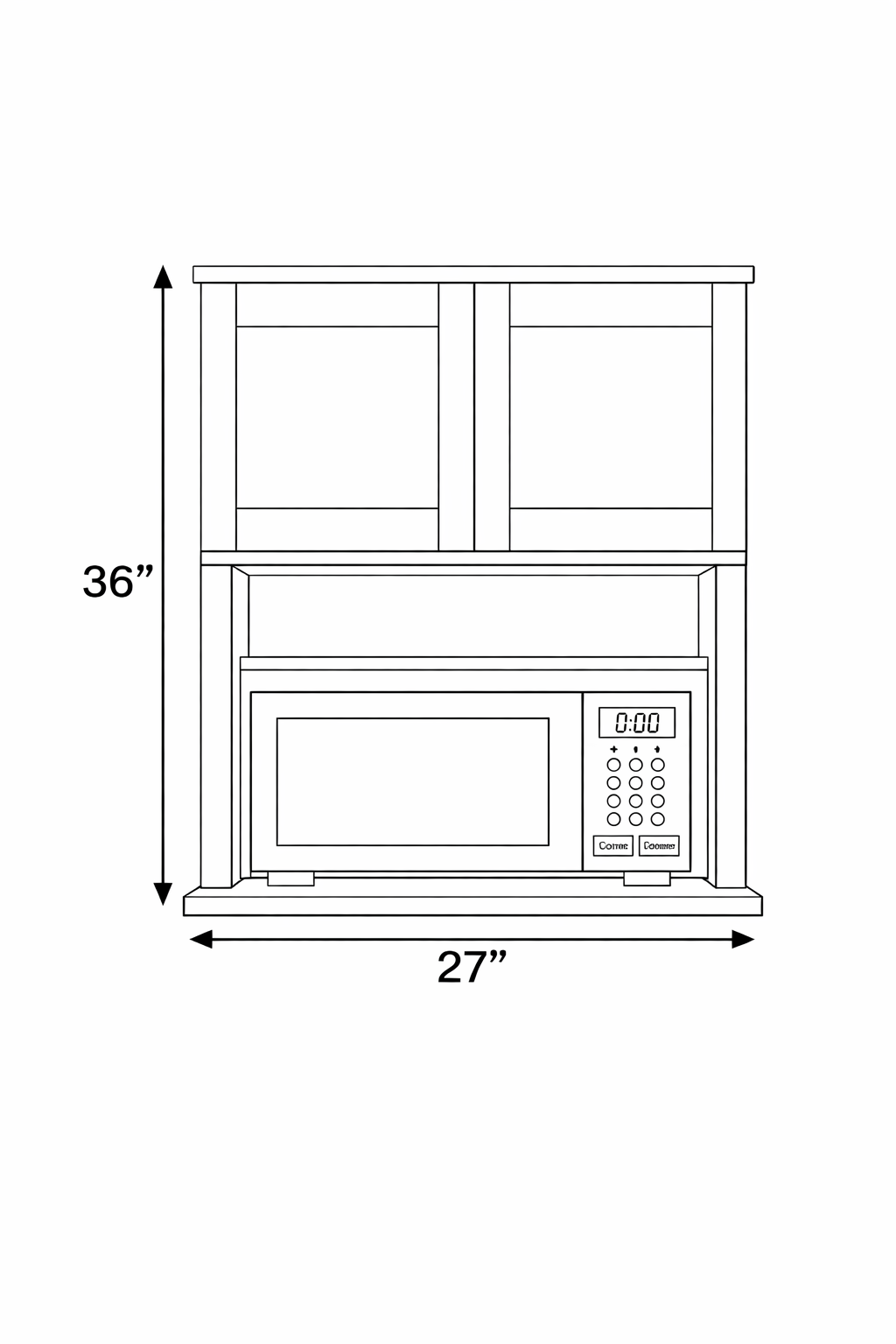 PWO-WM2736 White Oak Wall Microwave Cabinet 27"x36"