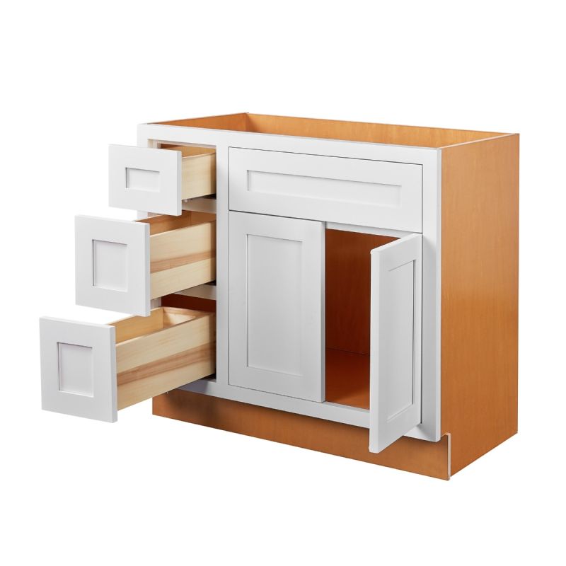 D1-VSD36L Snow White Vanity Sink Base drawer  36" Left