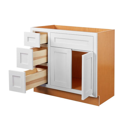 D1-VSD36L Snow White Vanity Sink Base drawer  36" Left